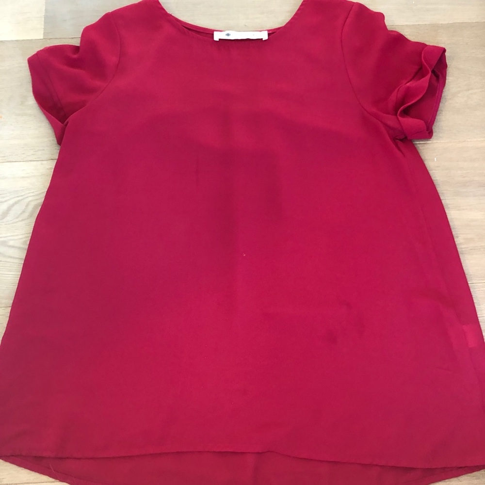 Red flowy blouse